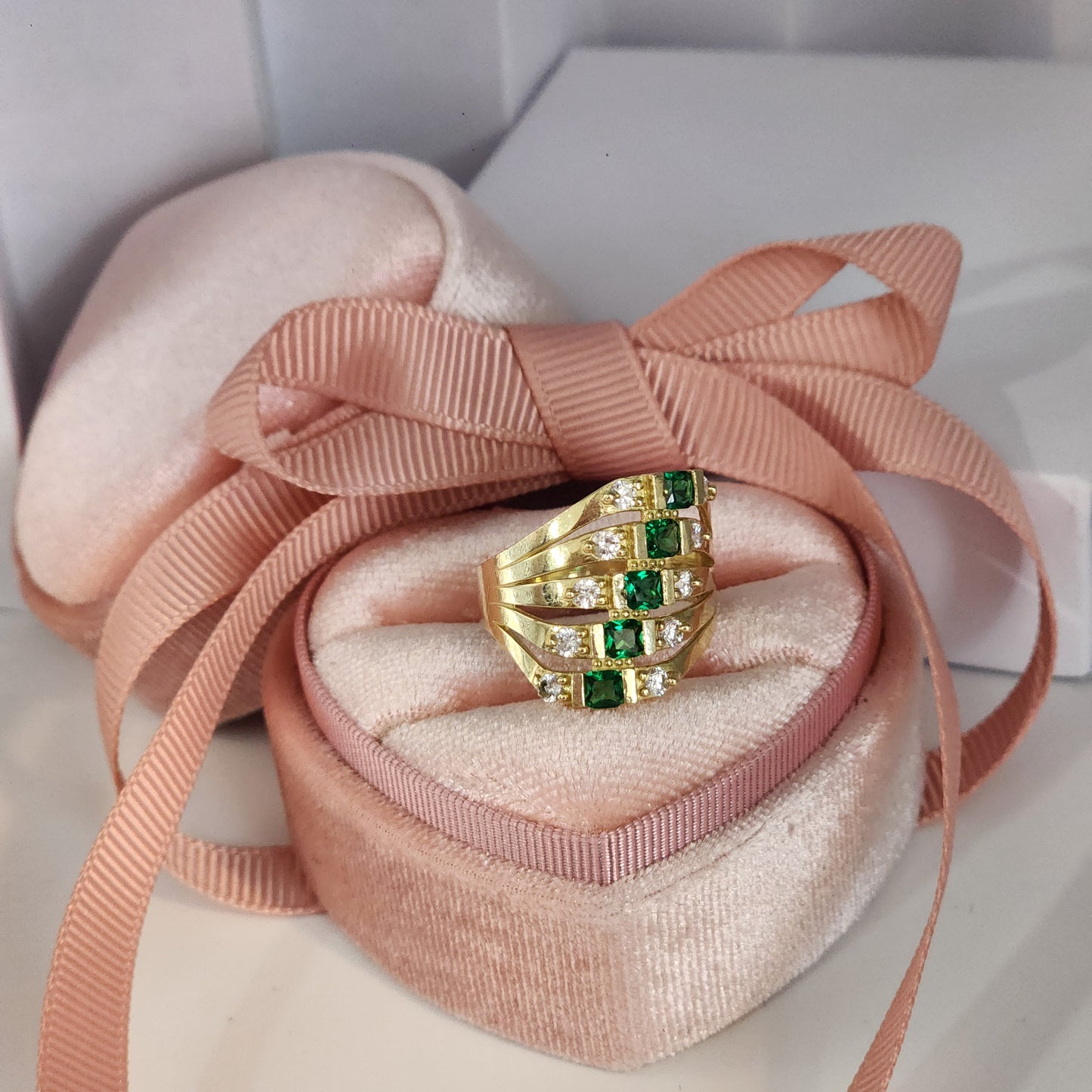 Green Five Stone Ring