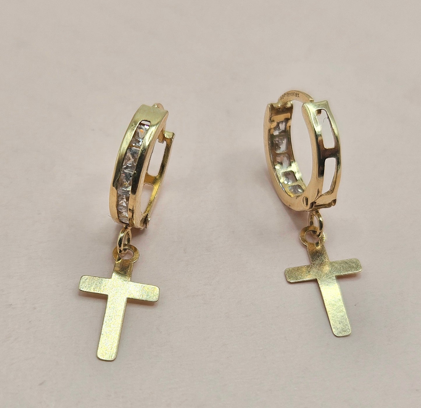 Small Stone and Cross Hoops