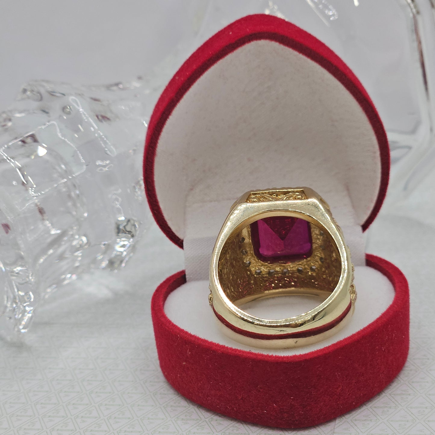 Red Square Stone Ring