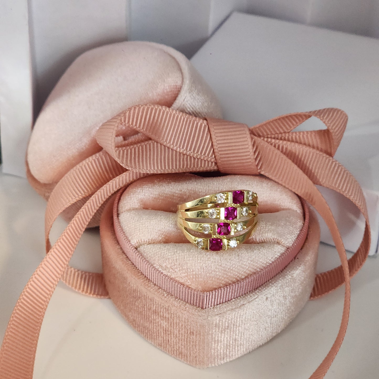 Pink Four Stone Ring