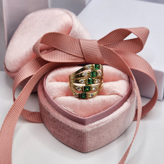 Green Five Stone Ring