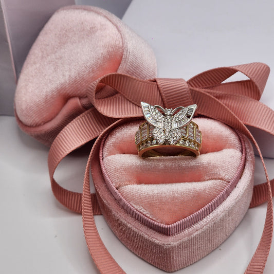 Butterfly Engagement Ring in White Gold