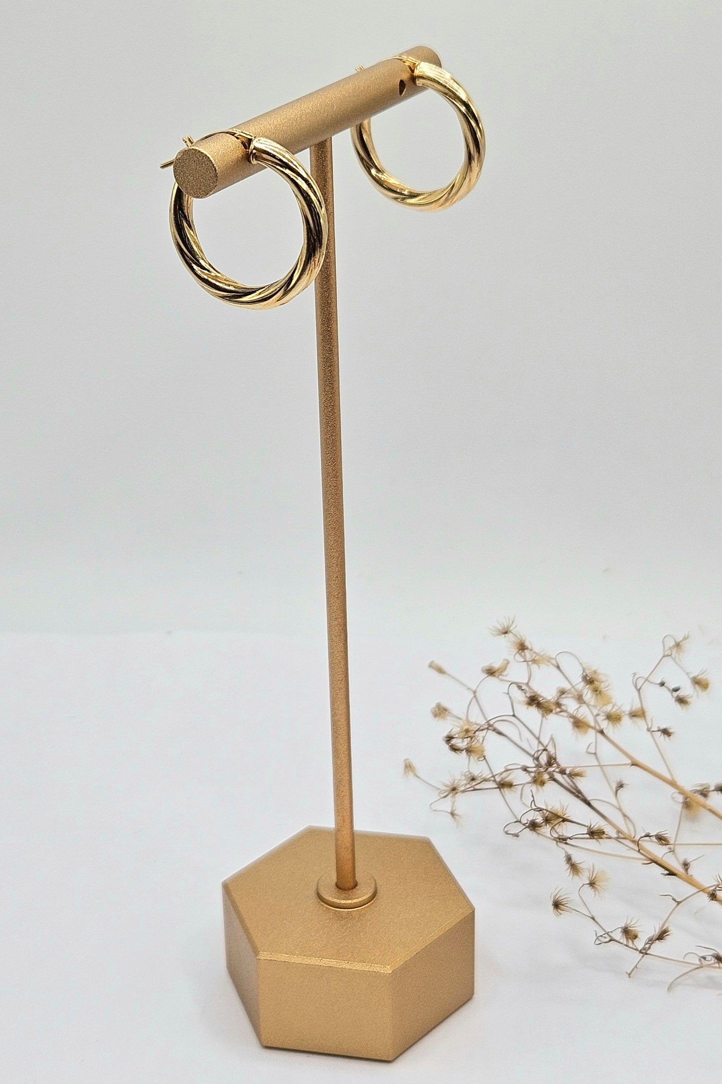 Medium Fine Twisted Hoops