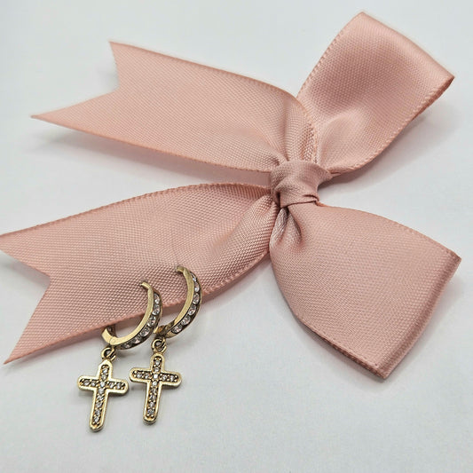 Small Hoops with Stones and Cross
