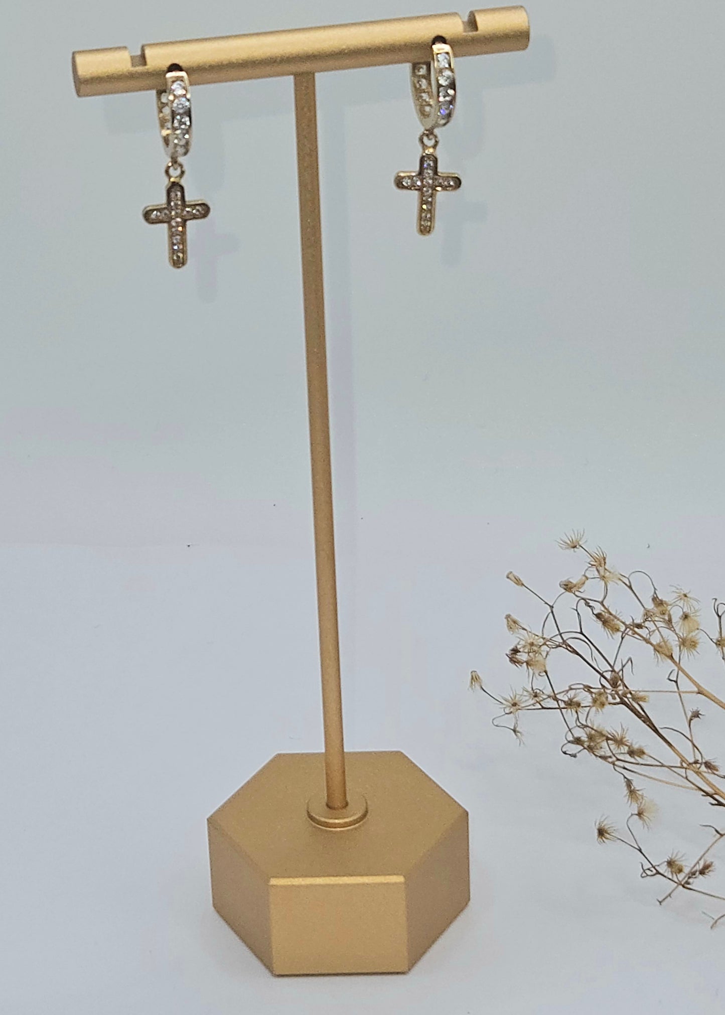 Small Hoops with Stones and Cross
