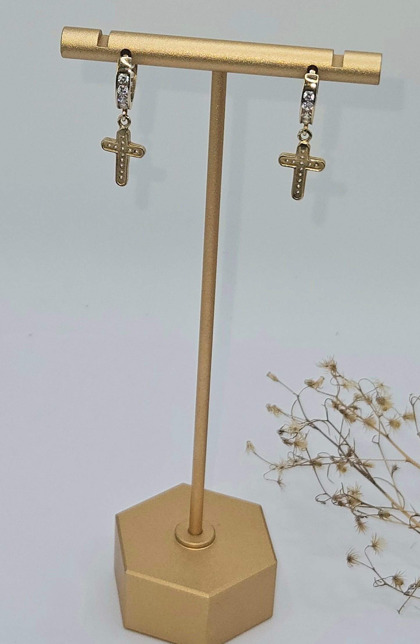 Small Hoops with Stones and Cross