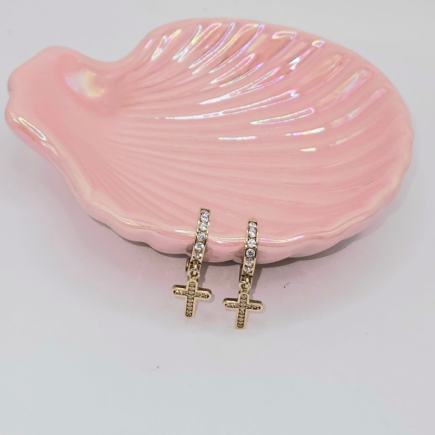 Small Hoops with Stones and Cross