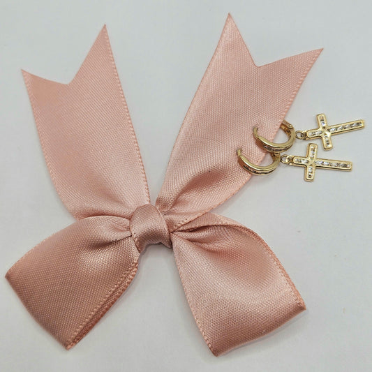 Small Hoops with Cross and Stones