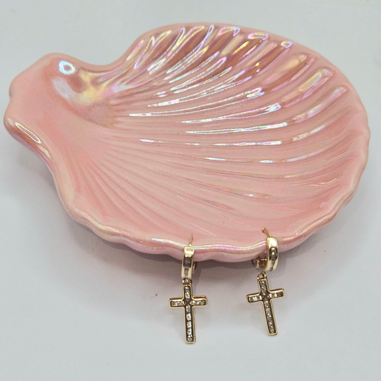 Small Hoops with Cross and Stones