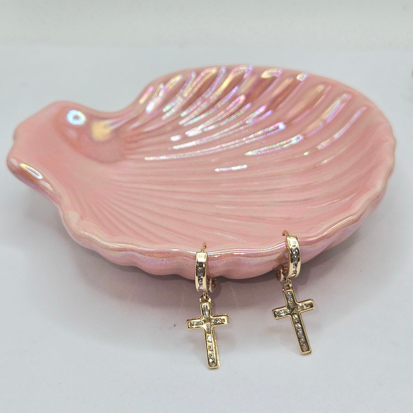 Small Hoops with Cross and Stones