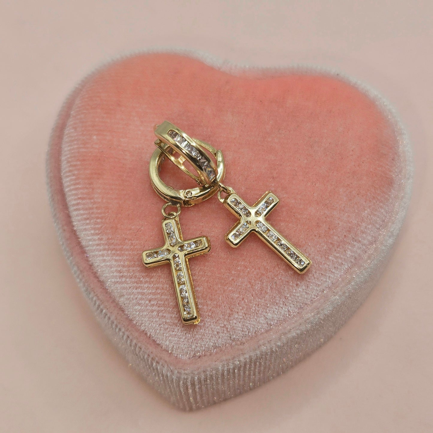 Small Hoops with Cross and Stones