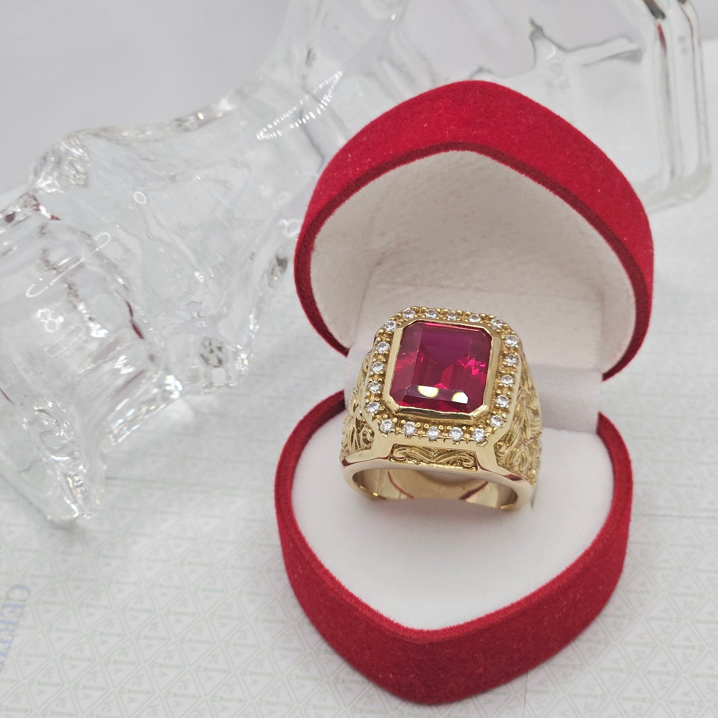 Red Square Stone Ring