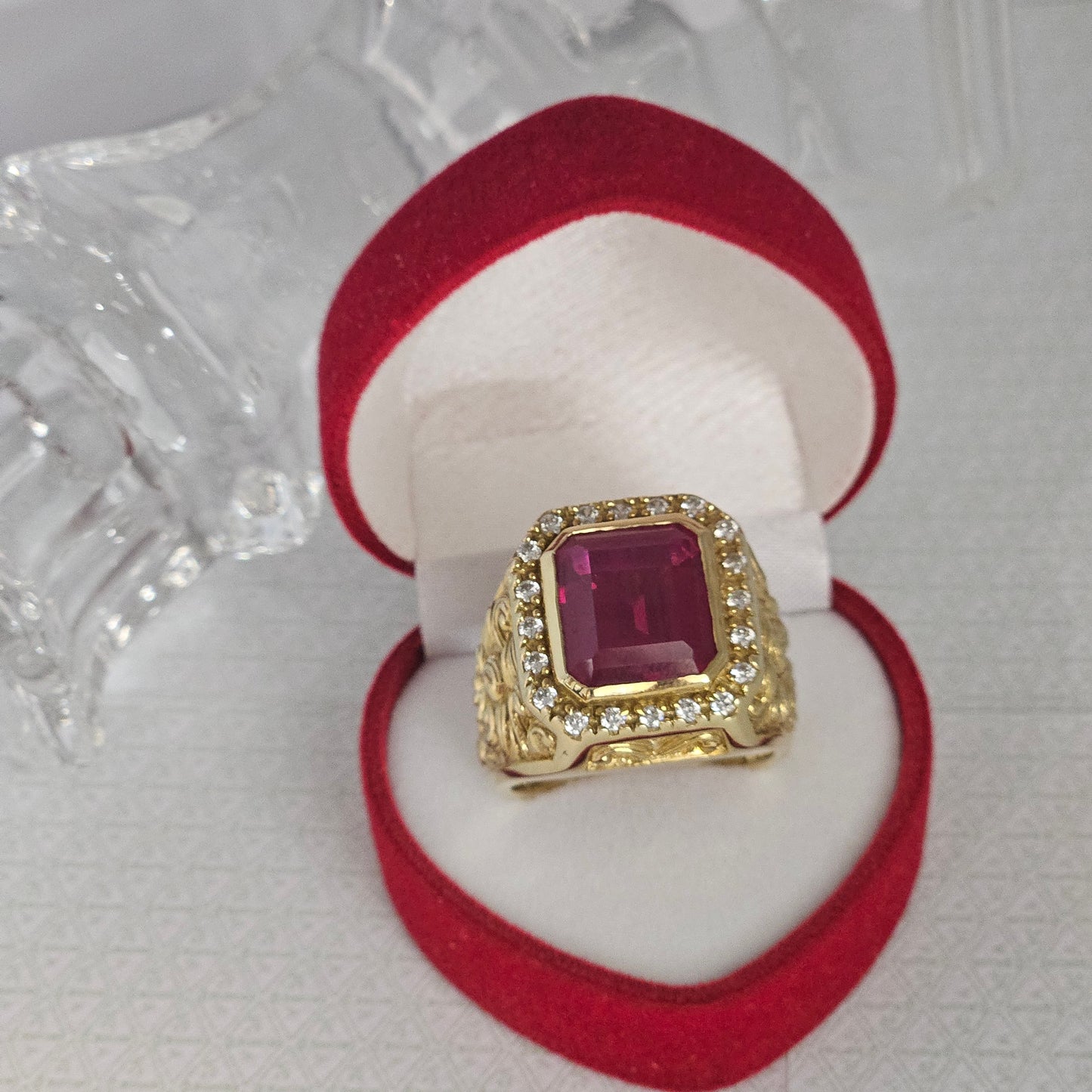 Red Square Stone Ring