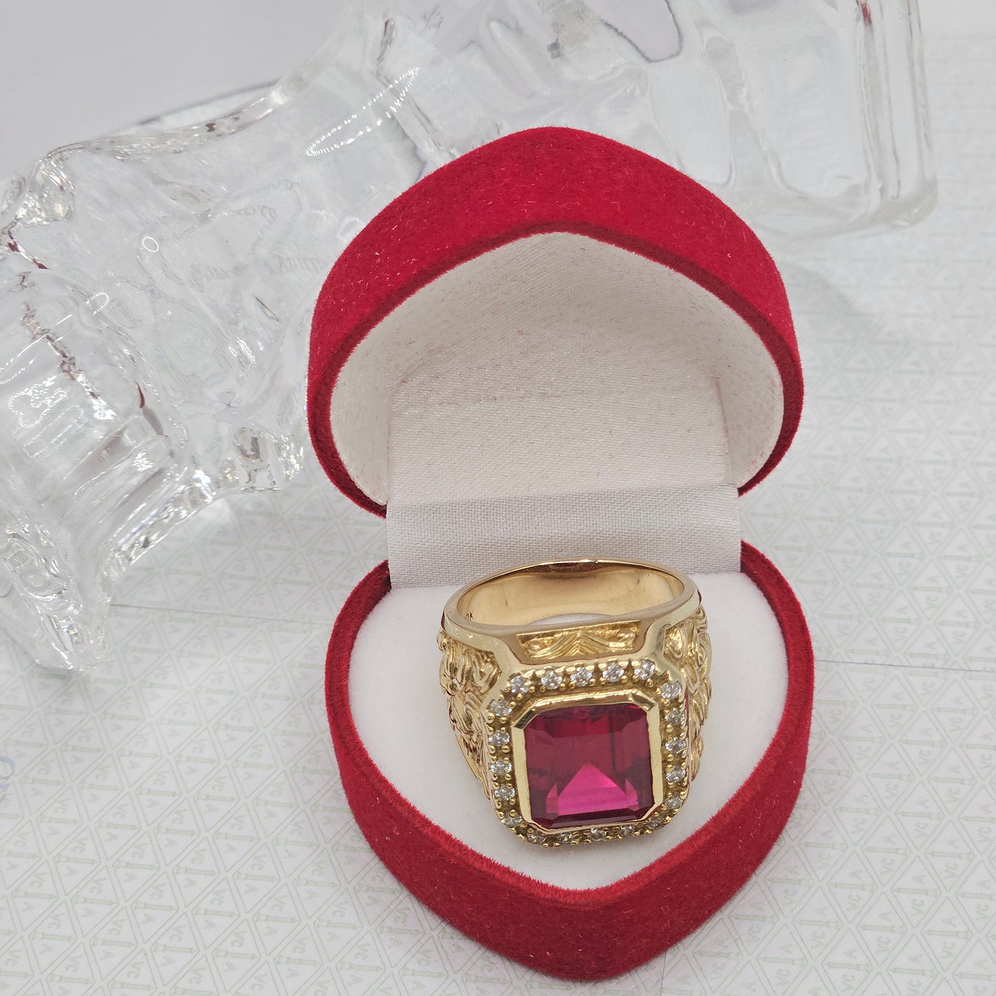 Red Square Stone Ring