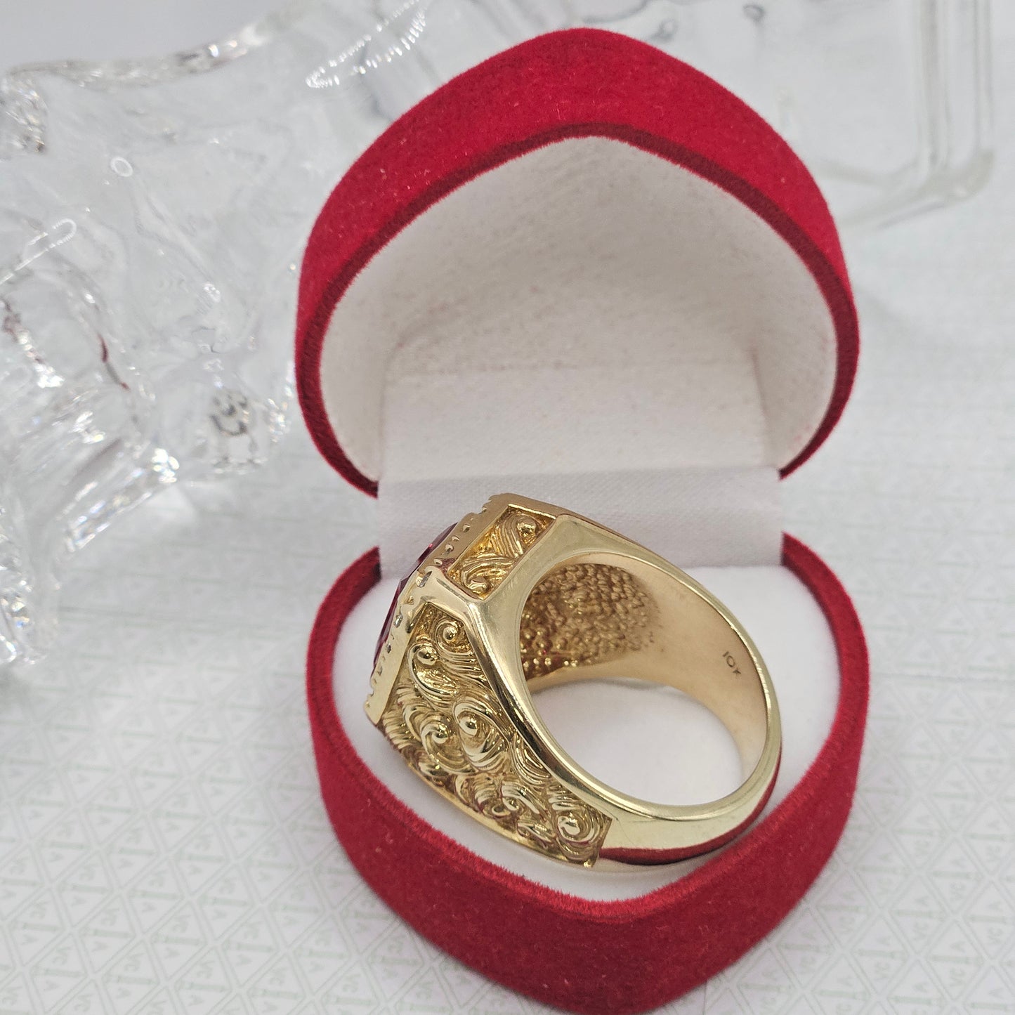 Red Square Stone Ring