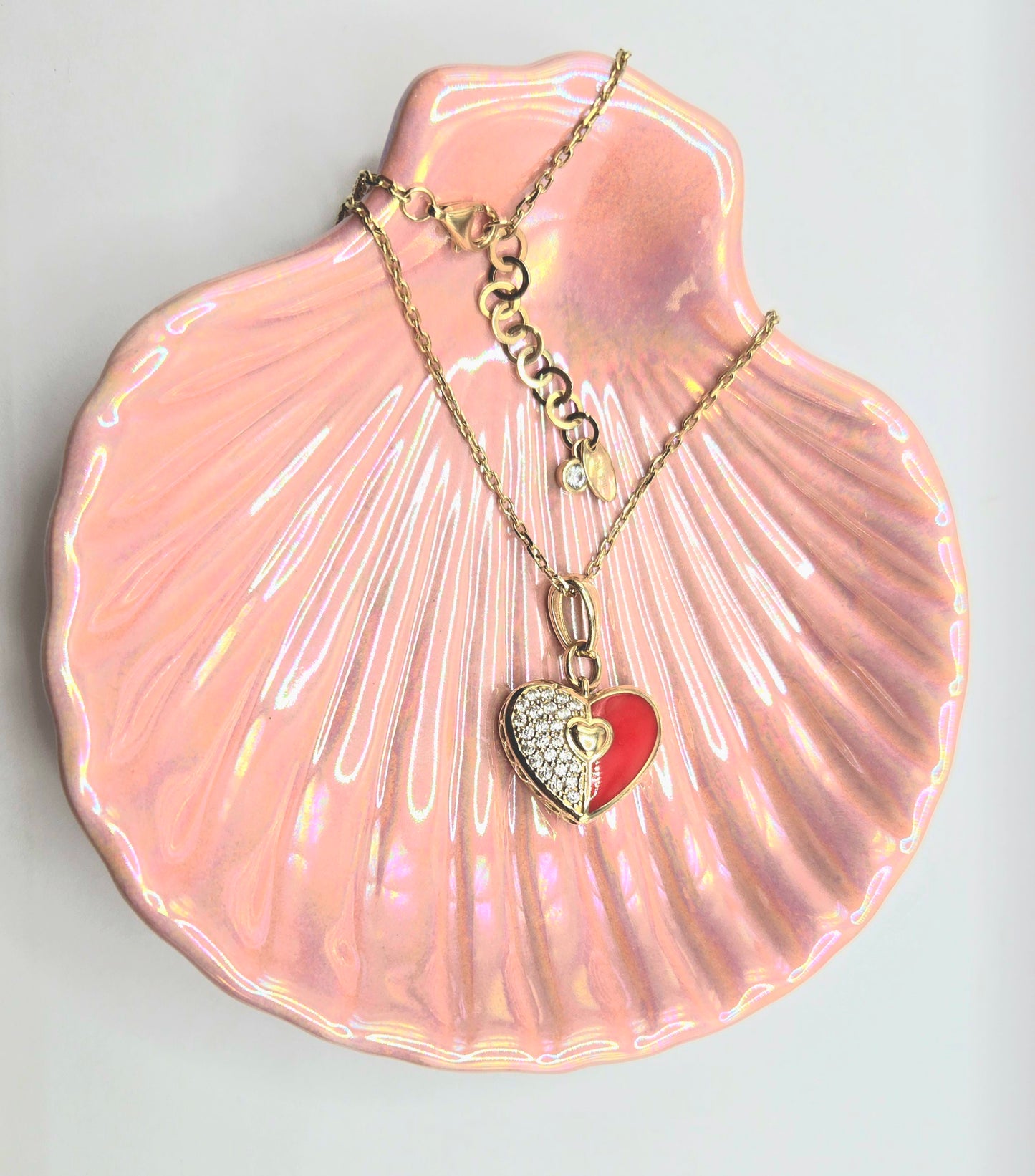 Fine Square Link Chain and Heart Pendant