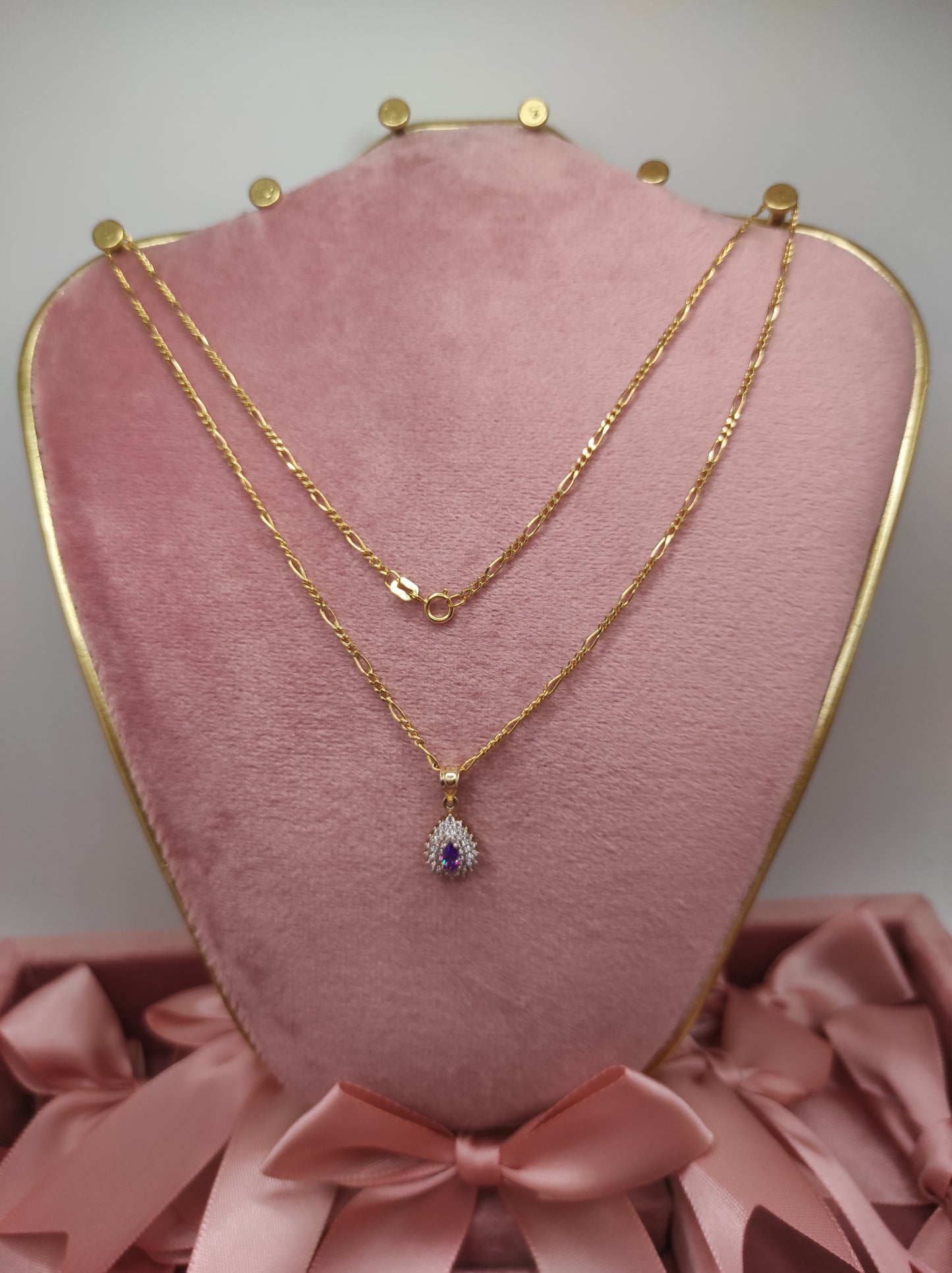 Three in One chain with Purple Stone Pendant